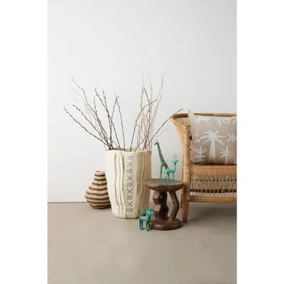 Kanju Interiors Keiskamma Linen & Silk Embroidered Throw Pillow In Neutral