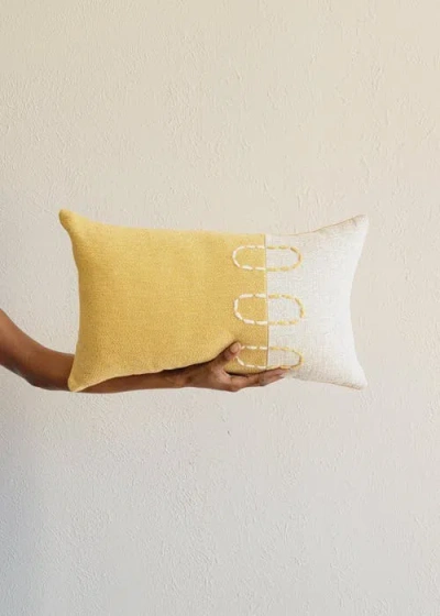 Kanju Interiors Landscapes Block Throw Pillow In Yellow