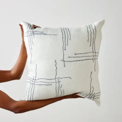 Kanju Interiors Linear Organic Wool And Silk Throw Pillow In White