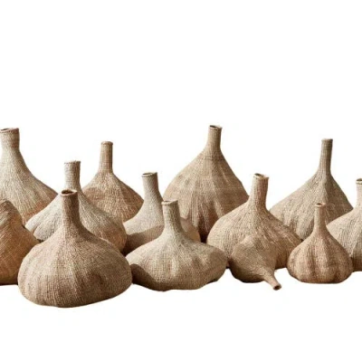 Kanju Interiors Long-necked Ilala Garlic Gourd Basket In Brown