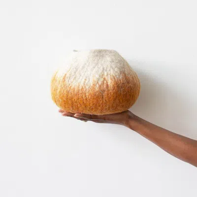 Kanju Interiors Marigold Yellow Ombre Wool Ukhamba Bowl In Multi