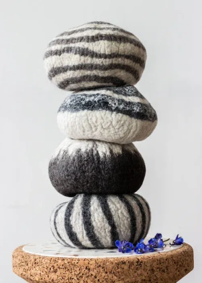 Kanju Interiors Midnight Ombre Hand-felted Wool Decorative Ukhamba Bowl In Multi