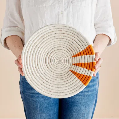 Kanju Interiors Moja Orange Wall Basket In White