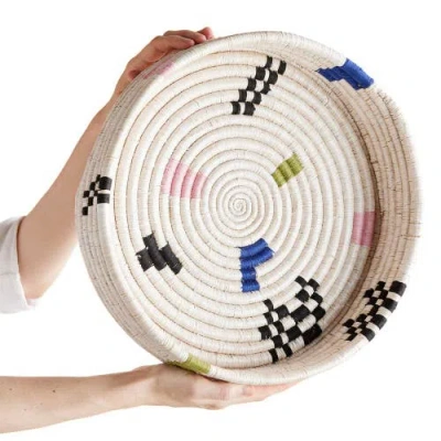 Kanju Interiors Mosaic Woven Nesting Tray In Neutral