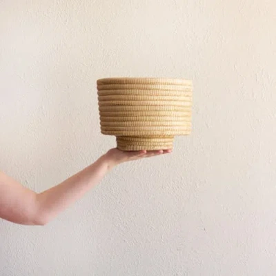Kanju Interiors Natural Woven Dengu Basket In Nude