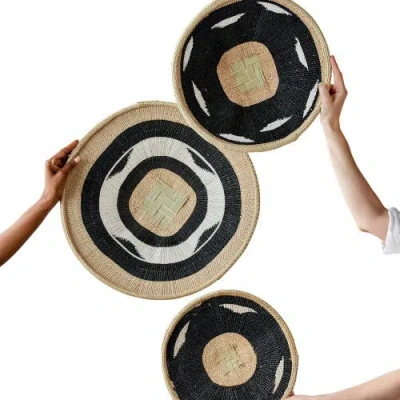 Kanju Interiors Nolyia Black Flat Basket In Multi