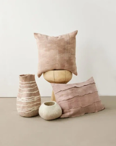 Kanju Interiors Soft Stone Ombre Decorative Wool Ukhamba Bowl In Pink