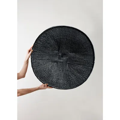 Kanju Interiors Statement Hand-painted Black Binga Flat Basket