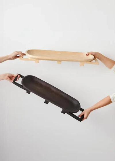 Kanju Interiors Swazi Long Wooden Serving Tray In Brown