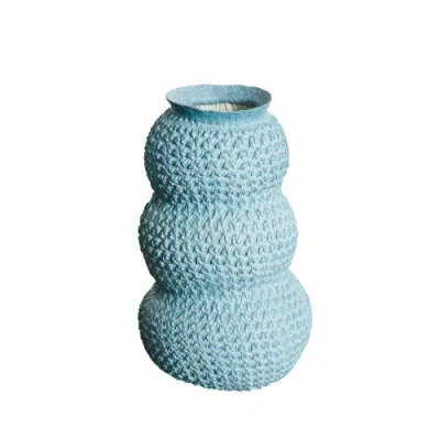 Kanju Interiors Urbi Tiered Papier Flower Vase In Blue