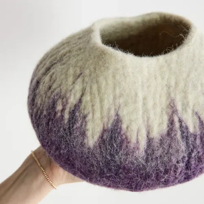 Kanju Interiors Violet Purple Decorative Wool Ukhamba Bowl