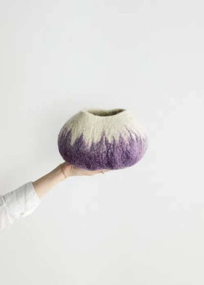 Kanju Interiors Violet Purple Decorative Wool Ukhamba Bowl