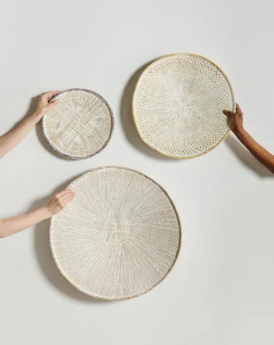 Kanju Interiors White Washed Handwoven Wall Basket In Gray