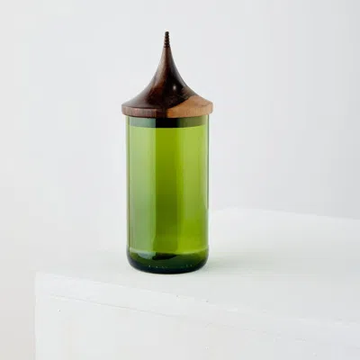 Kanju Interiors Wooden Topped Green Apothecary Jar
