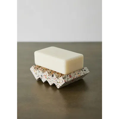 Kanju Interiors Zig-zag Neutral Terrazzo Soap Dish In Multi