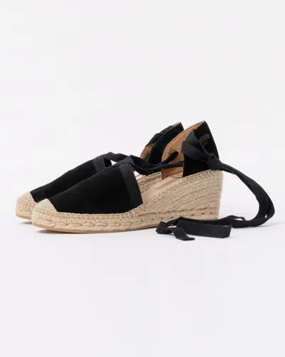Kanna Ania Cortina Wedged Tie Sandals In Black