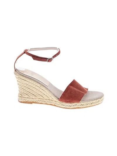 Pre-owned Kanna Wedges In Burgundy