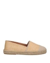 Kanna Woman Espadrilles Beige Size 8 Leather, Natural Raffia In Beige