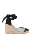 Kanna Woman Espadrilles Black Size 8 Leather, Textile Fibers In Black