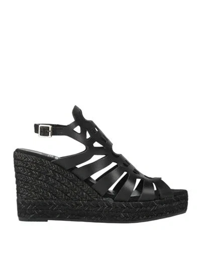 Kanna Woman Espadrilles Black Size 9 Leather