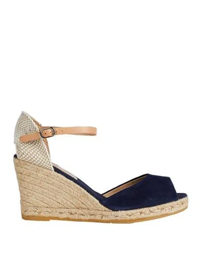 Kanna Woman Espadrilles Blue Size 11 Leather, Textile Fibers