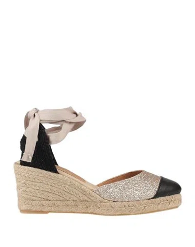 Kanna Woman Espadrilles Gold Size 6 Leather, Textile Fibers