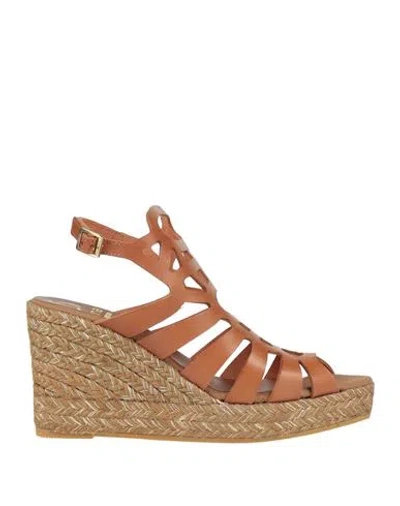 Kanna Woman Espadrilles Tan Size 9 Leather In Brown