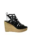 Kanna Women's Shoes  Sandal Perforated-lucido Negro-zeppa In Black