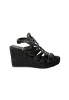 Kanna Women's Shoes  Sandal Perforated With Wedge-vaqueta Negro In Black