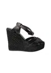 Kanna Women's Shoes  Sandal Polished Negro- Leather-close Perforated With Strap In Black
