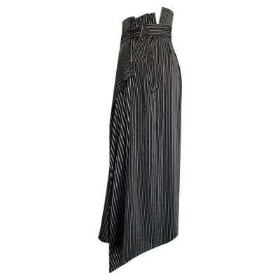 Pre-owned Kansai Yamamoto Skirt - 1980s Vintage - Asymmetric - High Waisted - Wrap Skirt In Black