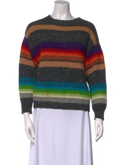 Pre-owned Kansai Yamamoto Striped Crew Neck Sweater In Multi