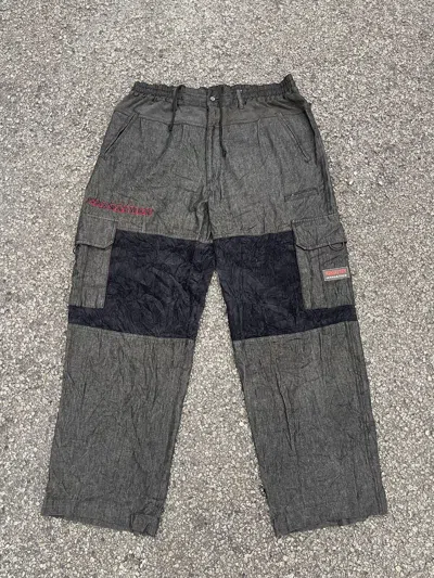 Pre-owned Kansai Yamamoto X Vintage Baggy Kansai Man Color Block Cargo Multipocket Pants In Grey