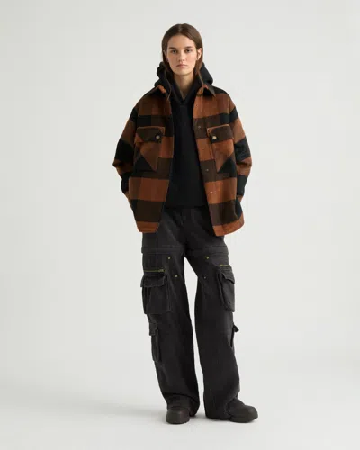 Kanuk Matane Buffalo Plaid Shacket, L In Brown Buffalo Check