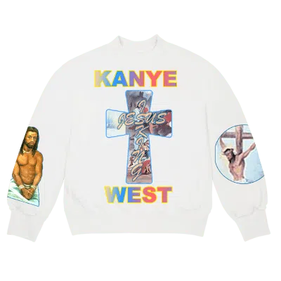 Pre-owned Kanye West Men's  Awge For Jik Cross Crewneck Sweatshirt In White