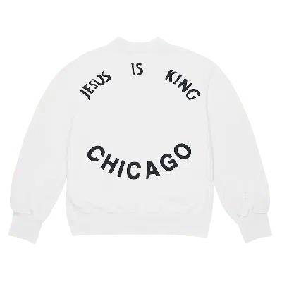 Pre-owned Kanye West Men's  Jesus Is King Chicago Crewneck Sweatshirt In White