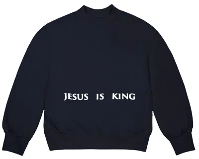 Pre-owned Kanye West Men's  Jesus Is King Chicago Painting Crewneck Sweatshirt In Navy Blue