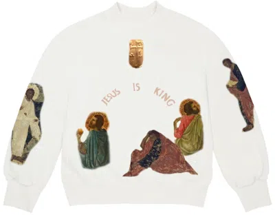 Pre-owned Kanye West Men's  Jesus Is King Cross I Crewneck Sweatshirt In White