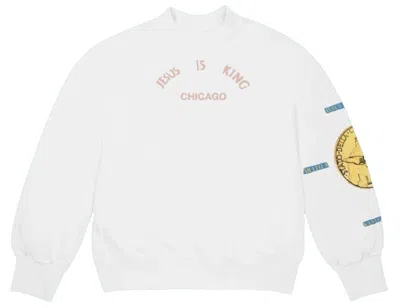 Pre-owned Kanye West Men's  Jesus Is King Gold Crewneck Sweatshirt In White