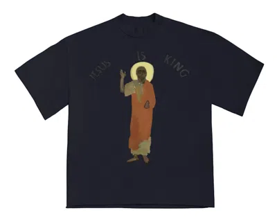 Pre-owned Kanye West Men's  Jesus Is King T Shirt In Navy Blue