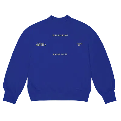 Pre-owned Kanye West Men's  Jesus Is King Vinyl I Crewneck Sweatshirt In Blue