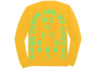 Pre-owned Kanye West Men's  Philadelphia Pablo Popup We Young And We Alive Long Sleeve Tee Shirt In Gold