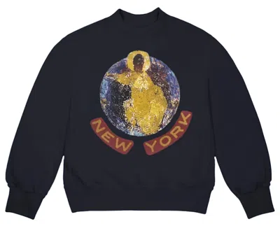 Pre-owned Kanye West Men's  Sunday Service New York I Crewneck Sweatshirt In Navy Blue
