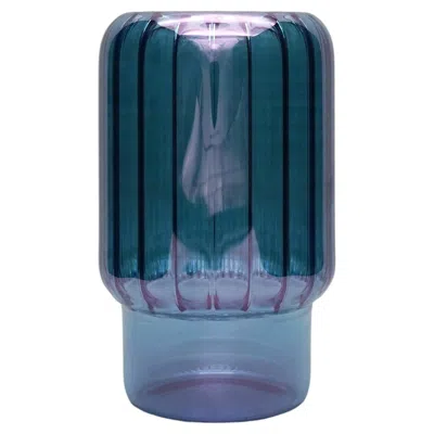 Pre-owned Kanz 21st Century Handcrafted Glass Vase Brumma Small, Blue Color, Small,