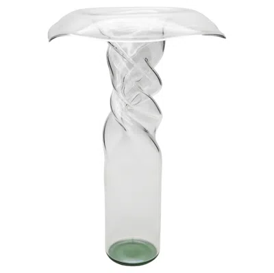 Pre-owned Kanz 21st Century Handcrafted Glass Vase Poppy, Green Bottom,  Architetti