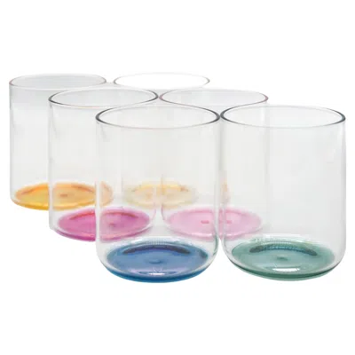 Pre-owned Kanz 21st Century Set Of 6 Colored Glass Iride, Hand-crafted,  Architetti In Gray