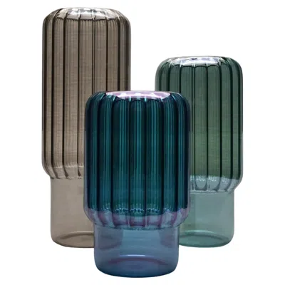 Pre-owned Kanz Hand-crafted And Hand-painted Glass Vases Set, Brumma,  In Black