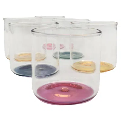 Pre-owned Kanz Set Of 6 Colored Shot Glass Iride, Hand-crafted,  In Gray