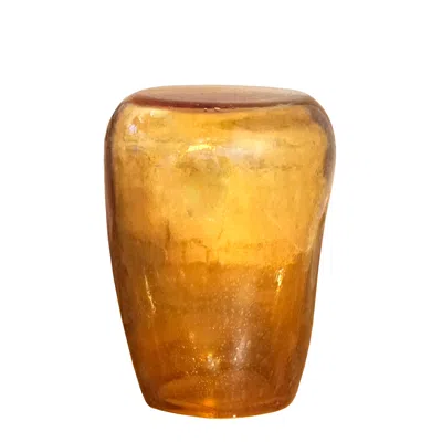 Pre-owned Kanz Side Table And Stool, Isola Big, Murano Blown Glass, Topaz Pulegoso,  In Yellow