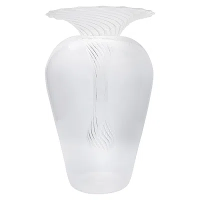 Pre-owned Kanz Venice Blown Two Pieces Glass Vase 'twist' In Transparent